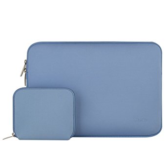 Mosiso Water Repellent Lycra Sleeve Bag Cover for 14-15 Inch 2017 / 2016 new MacBook Pro with Touch Bar A1707, Notebook Computer Ultrabook with Small Case, Serenity Blue