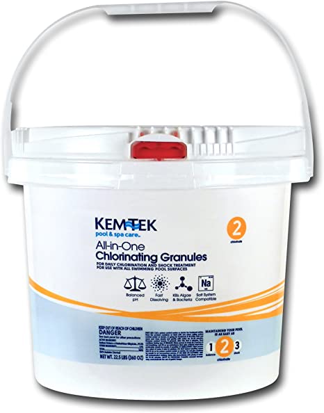 Kem-Tek 013 Pool and Spa All-in-One Concentrated Chlorinating Granules, 22-1/2-Pound