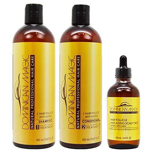 Dominican Magic Hair Follicle Anti-Aging Shampoo & Conditioner 15.8oz & Scalp Drop 4.4oz "Set"