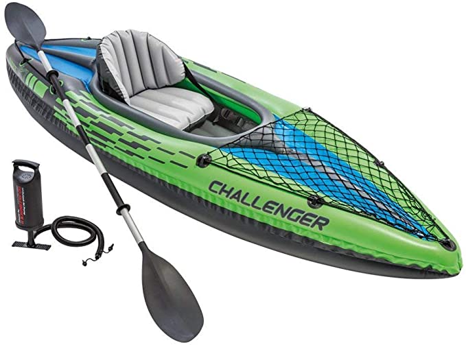 Intex Kayak Challenger Inflatable Set Aluminum Oars High Output 2-Person Shoes