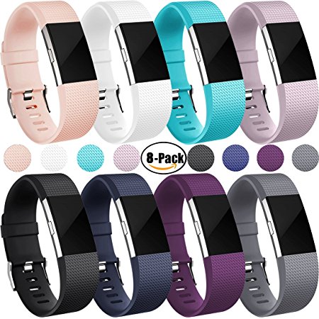 Maledan Replacement Bands for Fitbit Charge 2, 8 Pack