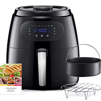 OMORC 7.6QT/7.2L Large Air Fryer XXL, Hot Air Fryer Cooker, 1700W Air Fryer Oven w/One-Touch Digital Screen, Air Cooker w/Cake Pan, Metal Holder, Keep Warm, 8-15 modes, 2-Year Warranty, Recipe(ME181)