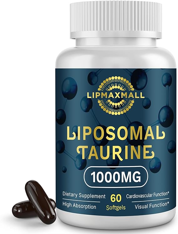 Liposomal Taurine Supplement 1000mg, High Absorption Amino Acid for Heart, Nerve, Brain, Visual, Longevity & Muscle (60 Softgels - 1 Pack)