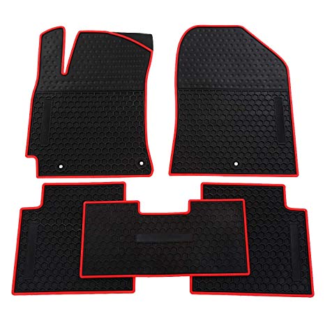biosp Car Floor Mats for Hyundai Elantra 2017 2018 2019 Front And Rear Heavy Duty Rubber Liner Set Black Red Vehicle Carpet Custom Fit-All Weather Guard Odorless