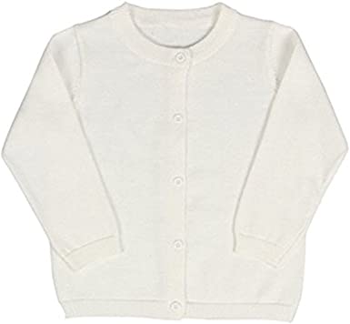JELEUON Little Girls Cute Crew Neck Long Sleeve Button-Down Solid Cotton Fine Knit Cardigan Sweaters