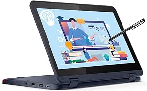 Lenovo ThinkPad Yoga 500w 2-in-1 Laptop (11.6" Touchscreen, Intel Pentium N6000, 8GB RAM, 512GB SSD) Ruggedized & Water Resistant for Student & School, Webcam, Wi-Fi, IST Pen, Win 11 Home, Blue, 2024