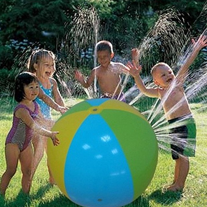 Lucky Shop1234 Inflatable Water Spray Ball Outdoor Fun Toy for Hot Summer Swimming Party Beach Pool Play Children Kids Beach Ball Sprinkler