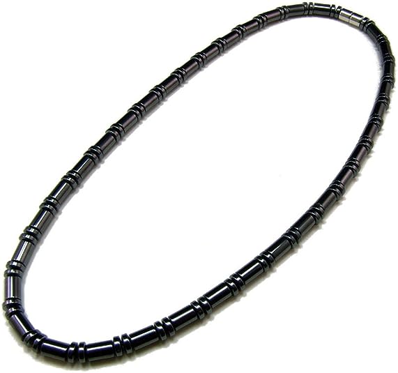 Men's Magnetic Hematite Cylindrical Bead Necklace