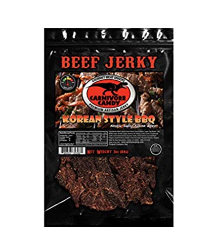 Carnivore Candy Beef Jerky 3 Pack (Three 3oz Bags) (Korean Barbecue)