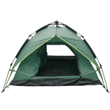 Rusee Outdoor Dual-layer Waterproof 3-4 Person Camping Family Tent 3 Season Aluminum Rod Rainproof Skylight 2 Doors with Carry Bag