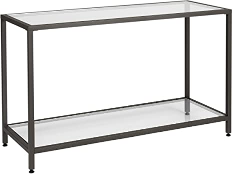 Studio Designs Home .0 Camber Console Table In Pewter With Clear Glass