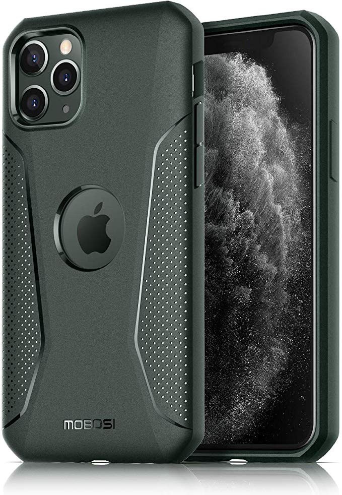 MOBOSI Net Series Armor Designed for iPhone 11 Pro Case 5.8 inch (2019), Anti Slip Slim Lightweight Protective Matte Phone Cover - Midnight Green