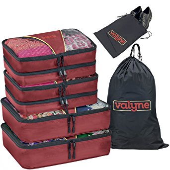 Valyne 6-pcs Packing Cubes Set Travel Accessories Luggage Organizer with 2 bags