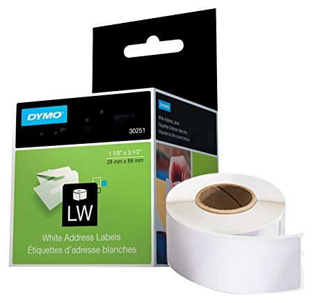 DYMO LW Mailing Address Labels for LabelWriter Label Printers, White, 1-1/8'' x 3-1/2'', 2 rolls of 130