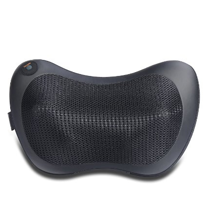 Nekteck Shiatsu Deep Kneading Massage Pillow with Heat CarOffice Chair Massager Neck Shoulder Back Waist Massager Pillow - Black