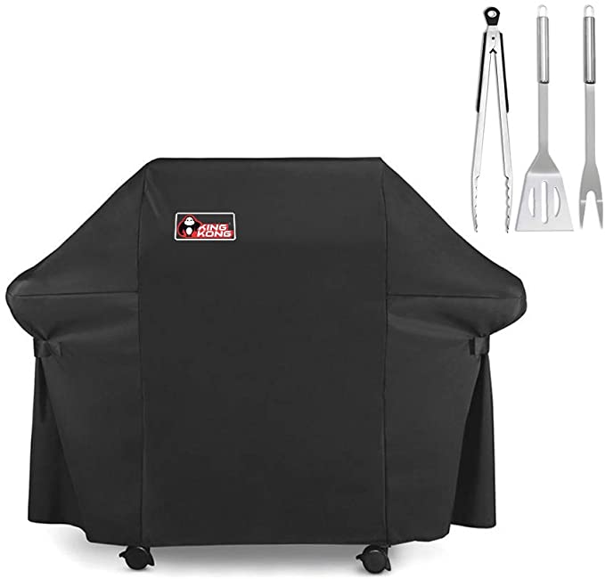 Kingkong 7107 Grill Cover Waterproof BBQ Cover for Weber Genesis E and S Series Gas Grill Including Stainless Steel Meat Fork, Spatula and Tongs …