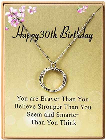 Happy Birthday Gifts Necklace Circles Pendant Necklace Birthday Gift for Women Girls 21st 30th 40th 50th 60th 70th 80th