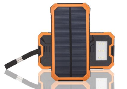 Solar Charger,SOMAN® 15000mAh Solar Cell Phone Charger with 6 Energy-saving LED lamps & Dual USB Output Solar Powered Battery Charger (orange)