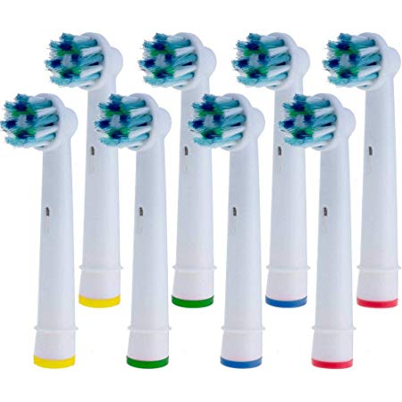 Oral B Cross Action Replacement Brush Heads- Pack of 8 Oralb Braun Crossaction Generic Electric Toothbrush Heads- Bristles Remove More Plaque & Reach Deep Within Teeth