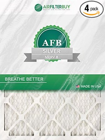 AFB Silver MERV 8 16x20x1 Pleated AC Furnace Air Filter Pack of 4 Filters 100 produced in the USA