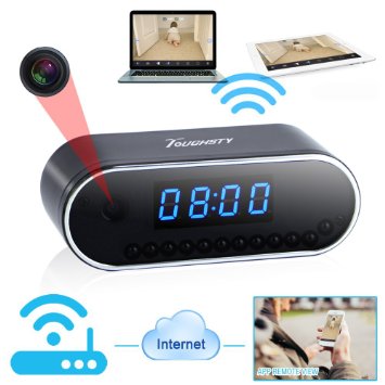 Toughsty™ 1280x720P HD Wifi Network Camera Clock Video Recorder Indoor Motion Activated DV Camcorder Support IOS Android Smartphone APP Remote View 120 Degree Wide View