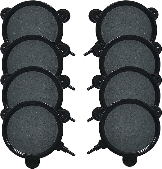 kathson 4.2-Inch Air Stone Disc Bubble Diffuser 8 PCS with Suction Cups Fish Tank Air Pump Round Dissolved Oxygen Airstone Decoration for Hydroponics Pond Aquarium Aquaponics