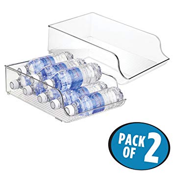 mDesign Kitchen, Pantry, Refrigerator Storage Container for Water Bottles - Pack of 2, Clear