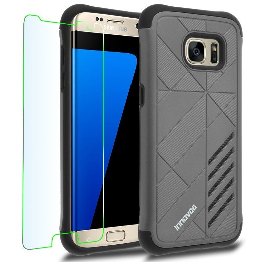 Samsung Galaxy S7 Edge / G935 Case, INNOVAA Air Shield Armor Case (Not Compatible with Galaxy S7 & S7 Plus) W/ Free Screen Protector & Touch Screen Stylus Pen - Grey