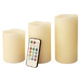 Mooncandles - Vanilla Scented Wax Candles With Colour Changing Remote Control 4 5 6 inch candles
