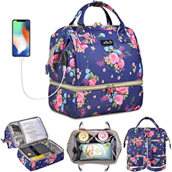 Viedouce Floral Lunch Bags for Women Insulated Backpack for Girls Lunch Box, Flower
