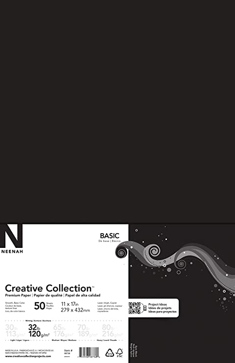 Neenah Creative Collection Cardstock Pack 11"X17" 50/Pkg-Epic Black