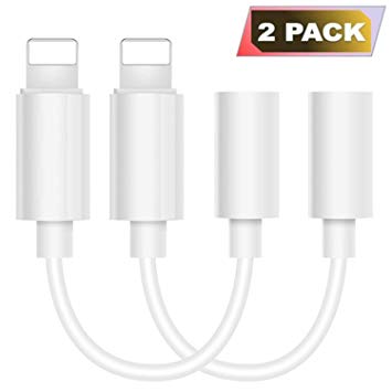 iPhone Headphone Adapter (2 Pack), Compatible with iPhone 7/7Plus /8/8Plus/X/XS/Max/XR/11/11 Pro Adapter Headphone Jack, 3.5 mm Headphone Adapter Aux Jack Compatible with iOS 11/12/13 Accessories