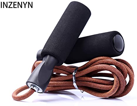 INZENYN Sports Jump Ropes Durable Playground Cowhide Rope Improve Strength Building Muscle for Womens/Mens Brown