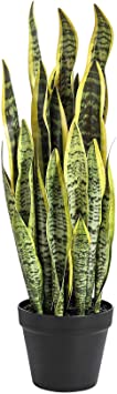 Artificial snake Plant 26 inches Fake Sansevieria Artificial potted Plants for Indoor and Outdoor, Home, Office Decoration