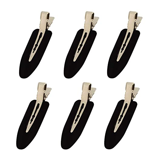 6 Pieces Black No Bend Hair Clips, No Crease Hair Clips, Styling Clips for Hairstyle, Curl Pin Clips for Makeup, Valentine' Day Gift for Women and Girls