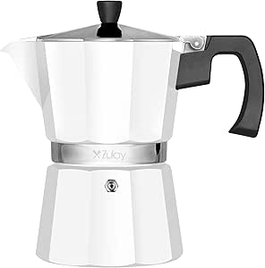 Zulay Premium Moka Pot Espresso - Leak-Proof Stovetop Espresso Maker - Perfect for Authentic Cuban & Italian Style Espresso - Makes 3 Espresso Cups - White