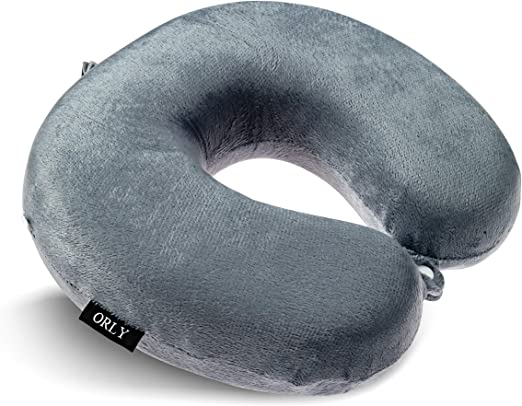 Orly Memory Foam Travel Pillow, U Shaped Neck Pillow, Ultra Soft Comfortable Cushion for Neck Support, Super Lightweight Portable Headrest, Machine Washable, Great for Airplane Chair, Car, and Bed