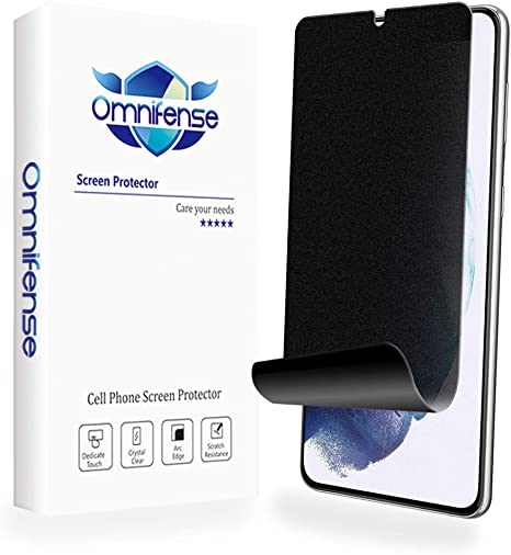 Omnifense Galaxy S21 Plus Screen Protector Matte Privacy Full Adhesive Soft Film (NOT Tempered Glass), Support Fingerprint Unlock Matte Finish Surface Anti Glare 2 Way Anti Spy Privacy Protection for Samsung Galaxy S21  5G, 2 Pack