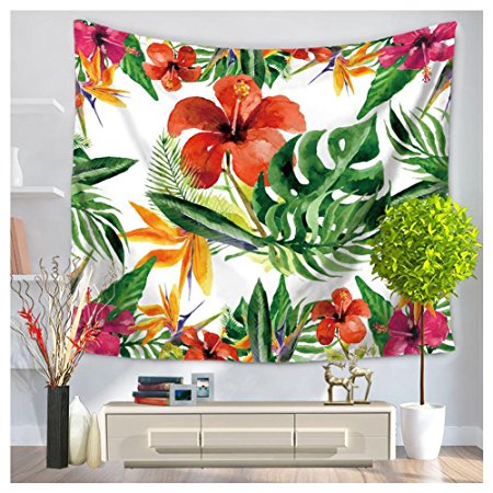 HOMTOD Palm And Floral Wall Tapestry Wall Art Tropical Beauty Home Decor Hanging Tapestry 59x51-inch