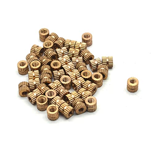 Antrader Female Thread Brass Knurled Insert Nuts, M3 x 5mm(L) x 5mm(OD), 50PCS