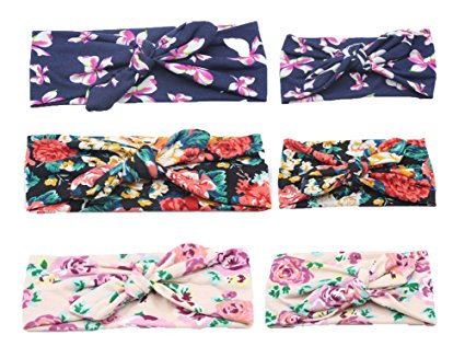 Mookiraer® Baby and Mother Newest Hair Bows Turban Headband Head Wrap Knotted Hair Band 3set