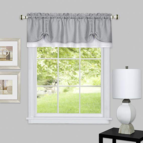 Achim Home Furnishings DRVL14GW12 Darcy Window Curtain Valance, 58" x 14", Grey/White