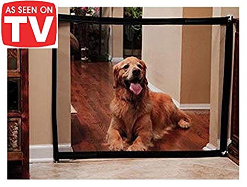 Magic Gate for Dogs - Portable Folding Mesh Screen Gate - for House Indoor Use - Dog Safe Guard Install Anywhere - As Seen On TV