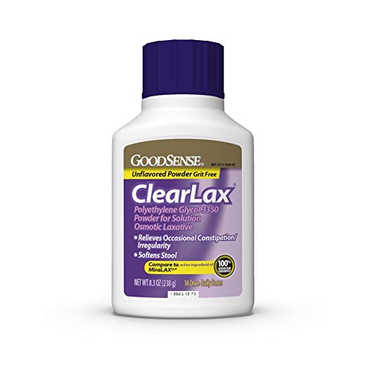 GoodSense ClearLax, Polyethylene Glycol 3350 Powder for Solution, Osmotic Laxative and Stool Softener for Constipation Relief, 8.3 Ounce