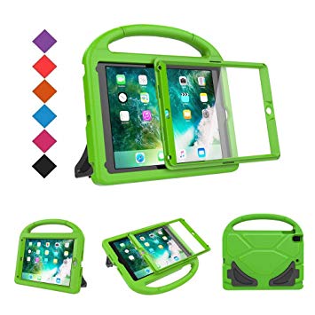 BMOUO Case with Built-in Screen for New iPad 9.7 2018/2017, Shockproof Lightweight Handle Stand Kids Case for iPad 9.7 Inch 2018/2017/iPad Air/iPad Air 2/iPad Pro, Green