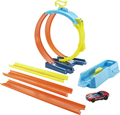 Hot Wheels Track Builder Unlimited Split Loop Pack, Loop with 2 Exit Options, Connects to Other Sets, Includes 1 Car, Gift for Kids 6 to 12 Years Old