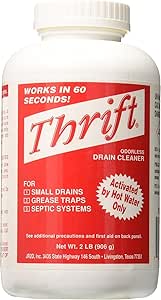 Thrift 2LB Alkaline Based 2-Pound Granular Drain Cleaner - White Red