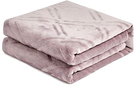 HT&PJ Super Soft Lightweight Flannel Fleece Throw Blanket Microfiber Velvet Cozy Warm Throw Blanket for Living Room (Light Purple, (Twin 60" X 80"))