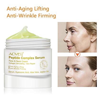 Peptide Complex Serum,Collagen Peptides For Skin and Neck Moisturizer Cream Anti-Aging Day Cream and Night Cream to Smooth Wrinkles, Non-greasy absorb quickly Anti-aging cream