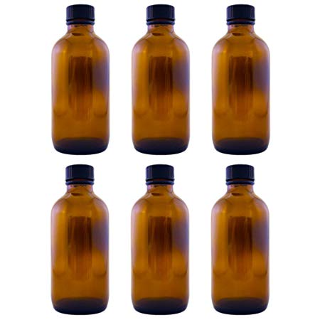 Amber Glass Bottle 4oz w/ Lid (6 pcs)